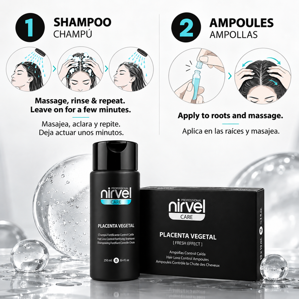 Placenta Vegetal Fresh Effect Set – Strengthening Shampoo & Ampoules Set